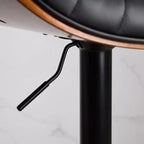 CLIHOME Sgabelli da Bar in Legno Curvato Noce, Moderni di Metà Secolo, Regolabili in Altezza per Bancone, Rivestiti in Pelle, Sedie da Bar Girevoli a 360°, Beige