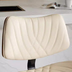 CLIHOME Sgabelli da Bar in Legno Curvato Noce, Moderni di Metà Secolo, Regolabili in Altezza per Bancone, Rivestiti in Pelle, Sedie da Bar Girevoli a 360°, Beige