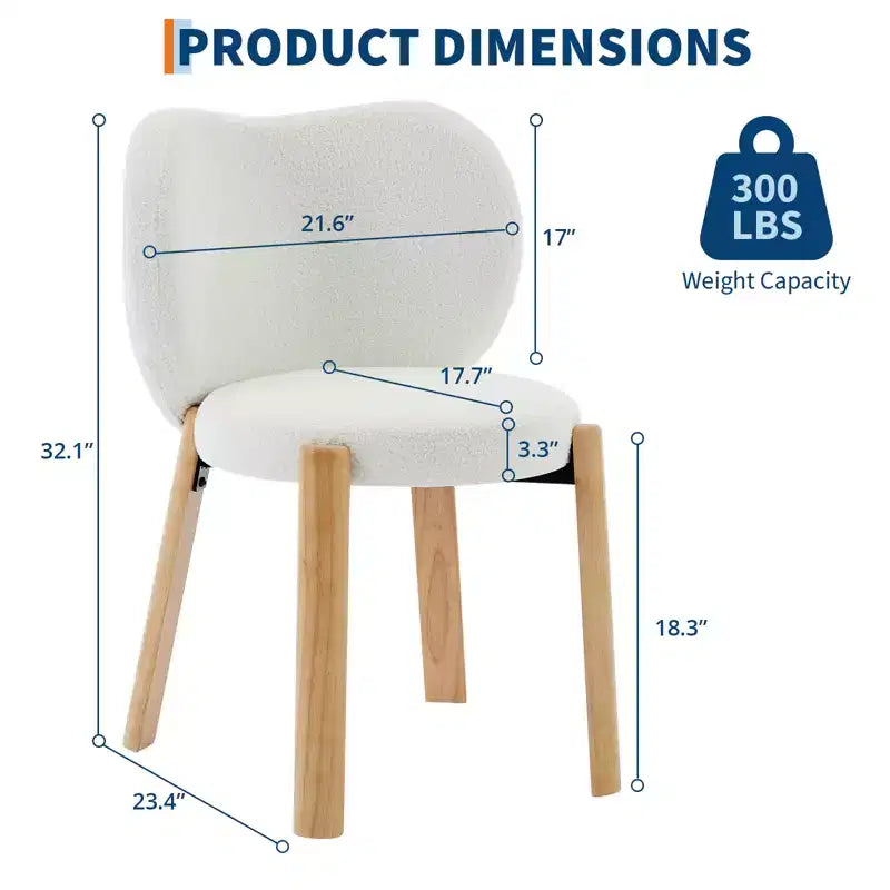 Sedie da pranzo in legno con tessuto peluche Teddy, design moderno e carino, schienale curvo, struttura in legno, imbottite per cucina e soggiorno