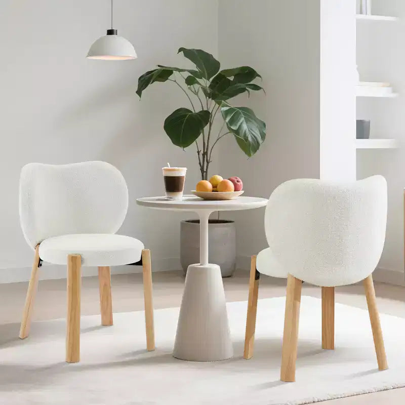 Sedie da pranzo in legno con tessuto peluche Teddy, design moderno e carino, schienale curvo, struttura in legno, imbottite per cucina e soggiorno