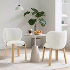 Sedie da pranzo in legno con tessuto peluche Teddy, design moderno e carino, schienale curvo, struttura in legno, imbottite per cucina e soggiorno