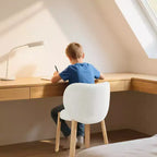 Sedie da pranzo in legno con tessuto peluche Teddy, design moderno e carino, schienale curvo, struttura in legno, imbottite per cucina e soggiorno