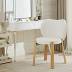 Sedie da pranzo in legno con tessuto peluche Teddy, design moderno e carino, schienale curvo, struttura in legno, imbottite per cucina e soggiorno