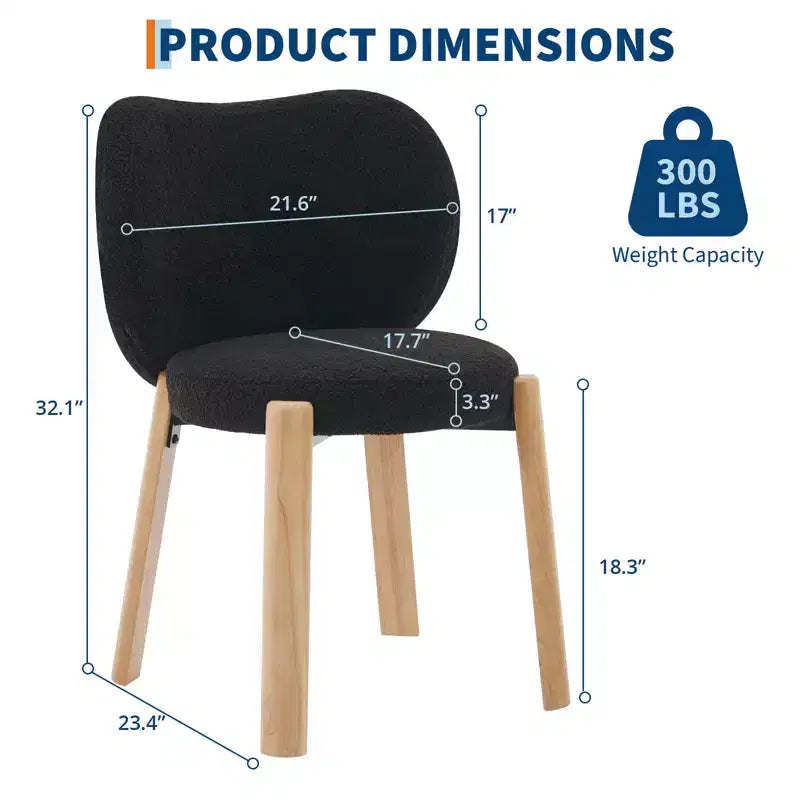 Sedie da pranzo in legno con tessuto peluche Teddy, design moderno e carino, schienale curvo, struttura in legno, imbottite per cucina e soggiorno