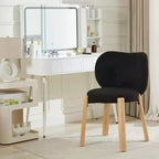 Sedie da pranzo in legno con tessuto peluche Teddy, design moderno e carino, schienale curvo, struttura in legno, imbottite per cucina e soggiorno