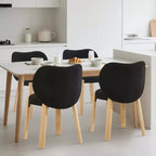 Sedie da pranzo in legno con tessuto peluche Teddy, design moderno e carino, schienale curvo, struttura in legno, imbottite per cucina e soggiorno