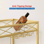 Carrello da bar, carrello da portata a 2 livelli per casa, carrello mobile per bevande con portabottiglie, porta bicchieri, carrello da vino su ruote per cucina, sala da pranzo, soggiorno, oro