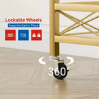 Carrello da bar, carrello da portata a 2 livelli per casa, carrello mobile per bevande con portabottiglie, porta bicchieri, carrello da vino su ruote per cucina, sala da pranzo, soggiorno, oro