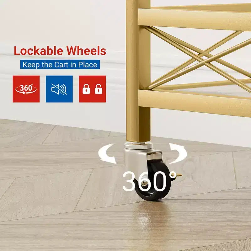 Carrello da bar, carrello da portata a 2 livelli per casa, carrello mobile per bevande con portabottiglie, porta bicchieri, carrello da vino su ruote per cucina, sala da pranzo, soggiorno, oro