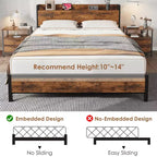 Struttura letto matrimoniale in stile industriale rusticoStruttura letto a piattaforma in metallo resistente con testiera in legnoStruttura letto matrimoniale per camera da letto