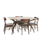GDFStudio Isador Sala da Pranzo 5 Pezzi in Legno Rivestito in Tessuto Stile Mid-Century Moderno