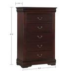 Cassettiera comodino a 5 cassetti Okak Contemporary in legno massello, contenitore per camera da letto con eleganti finiture in ottone, montaggio semplice