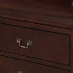 Cassettiera comodino a 5 cassetti Okak Contemporary in legno massello, contenitore per camera da letto con eleganti finiture in ottone, montaggio semplice