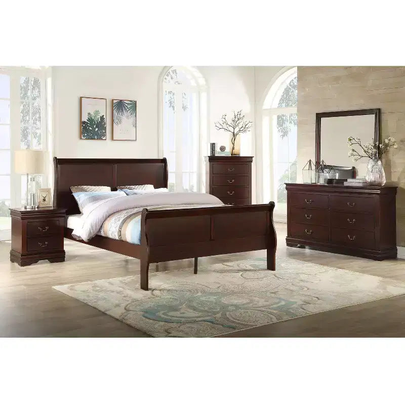 Cassettiera comodino a 5 cassetti Okak Contemporary in legno massello, contenitore per camera da letto con eleganti finiture in ottone, montaggio semplice