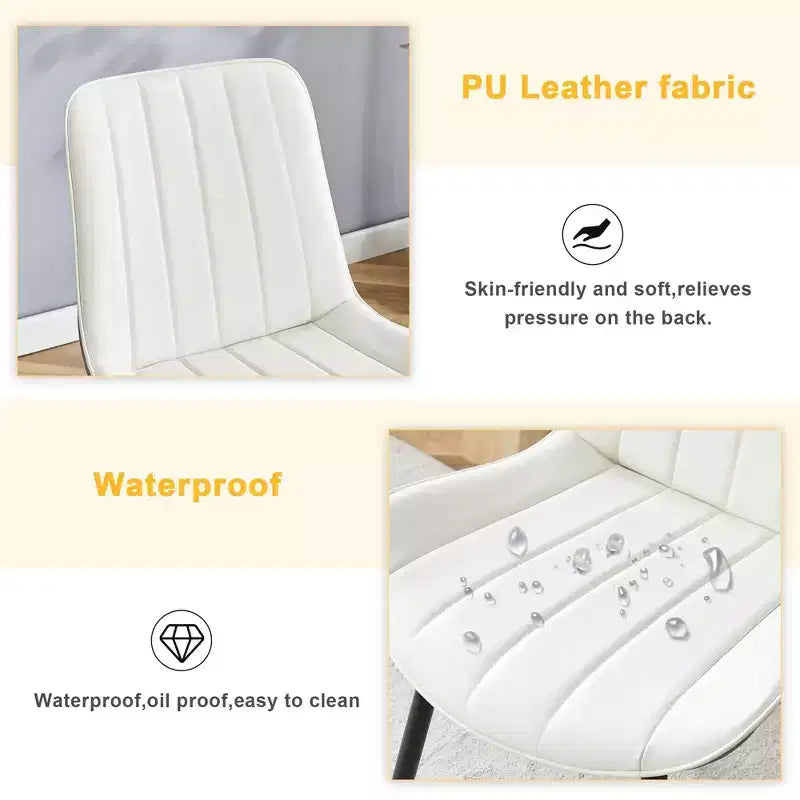 MAYEERTY Set di 4 Sedie da Pranzo in PU con Cuscino Esteso, Bianco Grigio Scuro, Linee Morbide, Arredamento Moderno