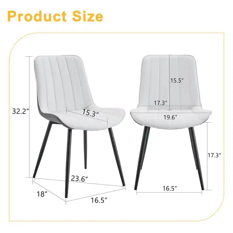 MAYEERTY Set di 4 Sedie da Pranzo in PU con Cuscino Esteso, Bianco Grigio Scuro, Linee Morbide, Arredamento Moderno