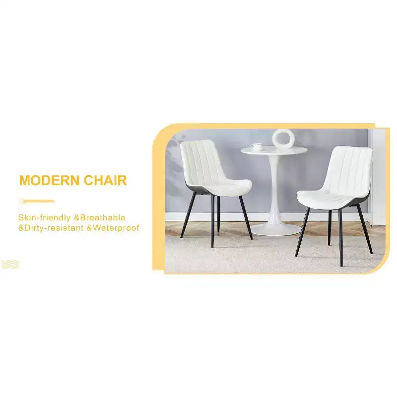 MAYEERTY Set di 4 Sedie da Pranzo in PU con Cuscino Esteso, Bianco Grigio Scuro, Linee Morbide, Arredamento Moderno