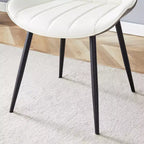 MAYEERTY Set di 4 Sedie da Pranzo in PU con Cuscino Esteso, Bianco Grigio Scuro, Linee Morbide, Arredamento Moderno