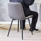 MAYEERTY Set di 4 Sedie da Pranzo in PU con Cuscino Esteso, Bianco Grigio Scuro, Linee Morbide, Arredamento Moderno
