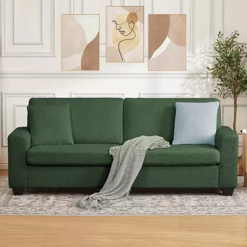 GustoWave 83W Divano moderno a 3 posti con seduta profonda, divano da soggiorno in tessuto morbido con braccioli ampi, fodera cuscino rimovibile e lavabile