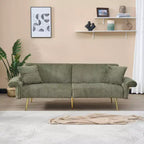 MAYEERTY Corduroy Sofa Foldable Double Sofa Bed with Folding Armrests Suitable for Living Room and Small Spaces Green