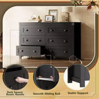 GALAXHERO Cassettiera in legno a 6 cassetti in stile rustico con doppi manici, Porta TV per TV da 60", Organizzatore di vestiti per camera da letto e soggiorno, Nero