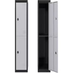 72 Lockers for Employees Students with Shelves, Metal Storage Steel Locker for School, Office, Gym, Home and Warehouse, Grey+Black