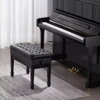 VEVOR Panca per Pianoforte, 29,5 x 14 x 20,3 Pollici, Sedia per Pianoforte a Tastiera Duo con Altezza Regolabile 20,3-23,4, Cuscino Imbottito, Vano Portaoggetti, Nero