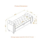 Panca da letto TUYOHW per camera da letto, con chiodi, chaise longue trapuntata con contenitore, rivestimento in velluto, blu lago