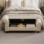 Panca da letto TUYOHW per camera da letto, con chiodi, chaise longue trapuntata con contenitore, rivestimento in velluto, blu lago