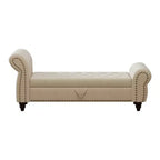 Panca da letto TUYOHW per camera da letto, con chiodi, chaise longue trapuntata con contenitore, rivestimento in velluto, blu lago