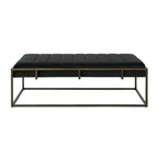 Panca Pouf Imbottita in Velluto TUYOHW con Finitura in Ottone, Nera