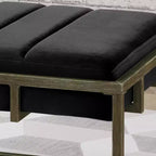 Panca Pouf Imbottita in Velluto TUYOHW con Finitura in Ottone, Nera