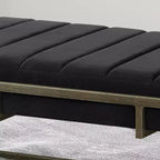 Panca Pouf Imbottita in Velluto TUYOHW con Finitura in Ottone, Nera