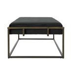 Panca Pouf Imbottita in Velluto TUYOHW con Finitura in Ottone, Nera