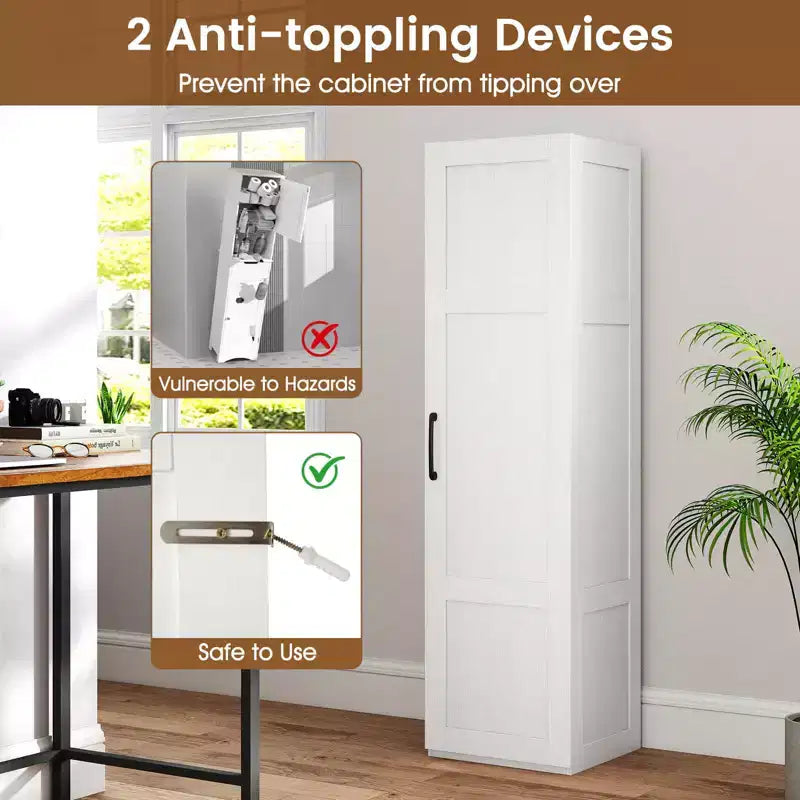 Mobiletto da bagno Costway a 4 ripiani con anta, armadietto da pavimento per piccoli spazi, nero/naturale/bianco