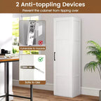 Mobiletto da bagno Costway a 4 ripiani con anta, armadietto da pavimento per piccoli spazi, nero/naturale/bianco