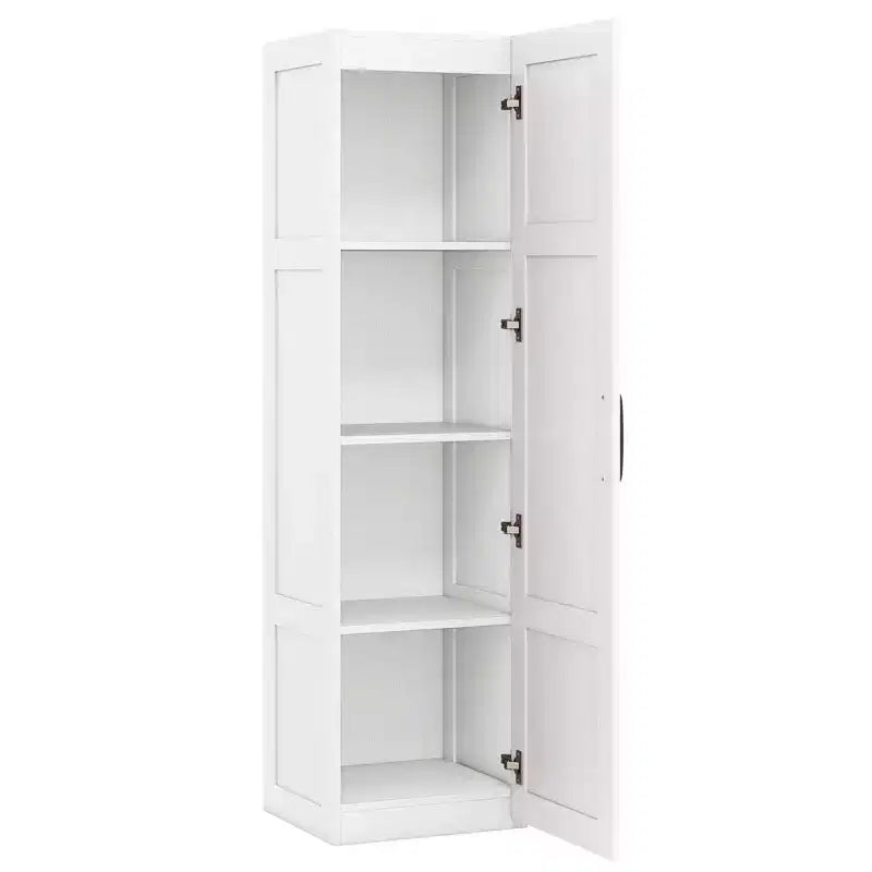 Mobiletto da bagno Costway a 4 ripiani con anta, armadietto da pavimento per piccoli spazi, nero/naturale/bianco