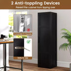 Mobiletto da bagno Costway a 4 ripiani con anta, armadietto da pavimento per piccoli spazi, nero/naturale/bianco