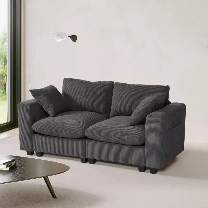 WestinTrends Divano Loveseat Modulare in Velluto a Coste Hearthside 70 con Porte USB/Type-C e Tasche Laterali