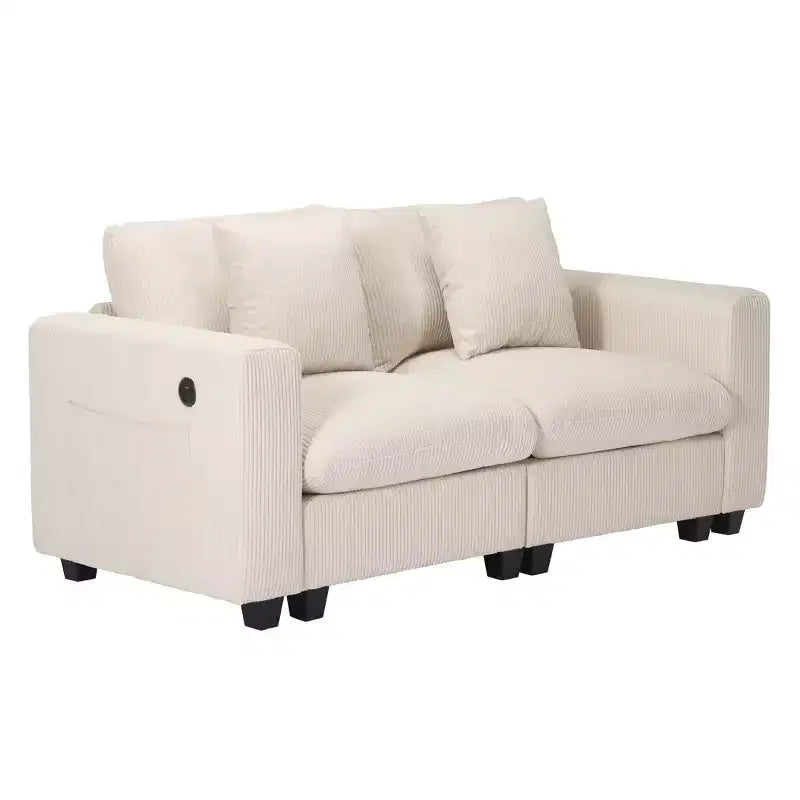 WestinTrends Divano Loveseat Modulare in Velluto a Coste Hearthside 70 con Porte USB/Type-C e Tasche Laterali