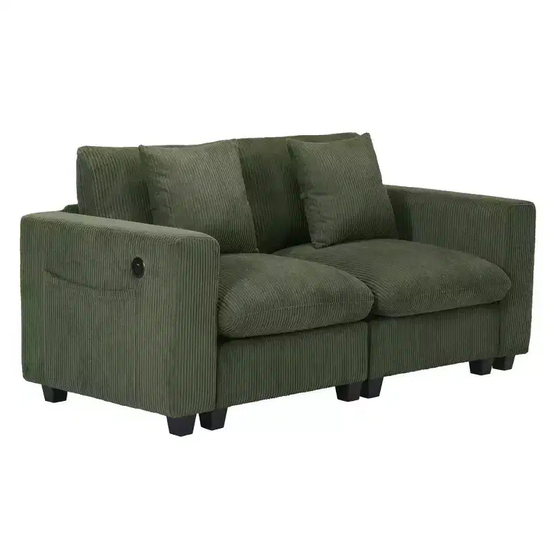 WestinTrends Divano Loveseat Modulare in Velluto a Coste Hearthside 70 con Porte USB/Type-C e Tasche Laterali