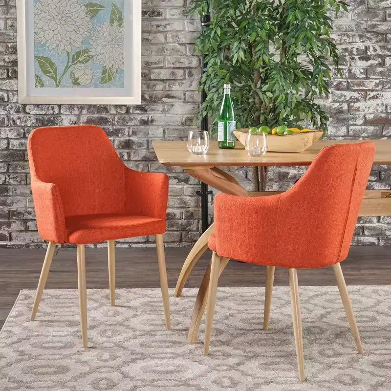 Sedie da pranzo imbottite in tessuto GDFStudio Navagio stile moderno di metà secolo (set da 2)