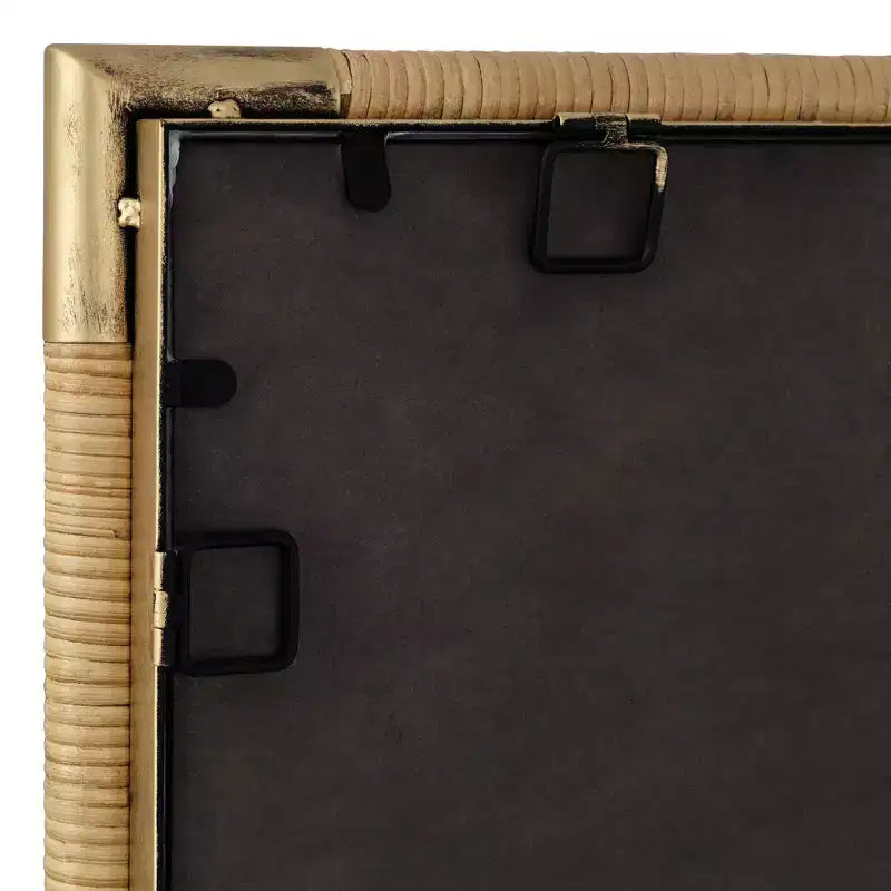 Specchio da trucco Uttermost Kampar in oro anticato e rattan 23 x 36