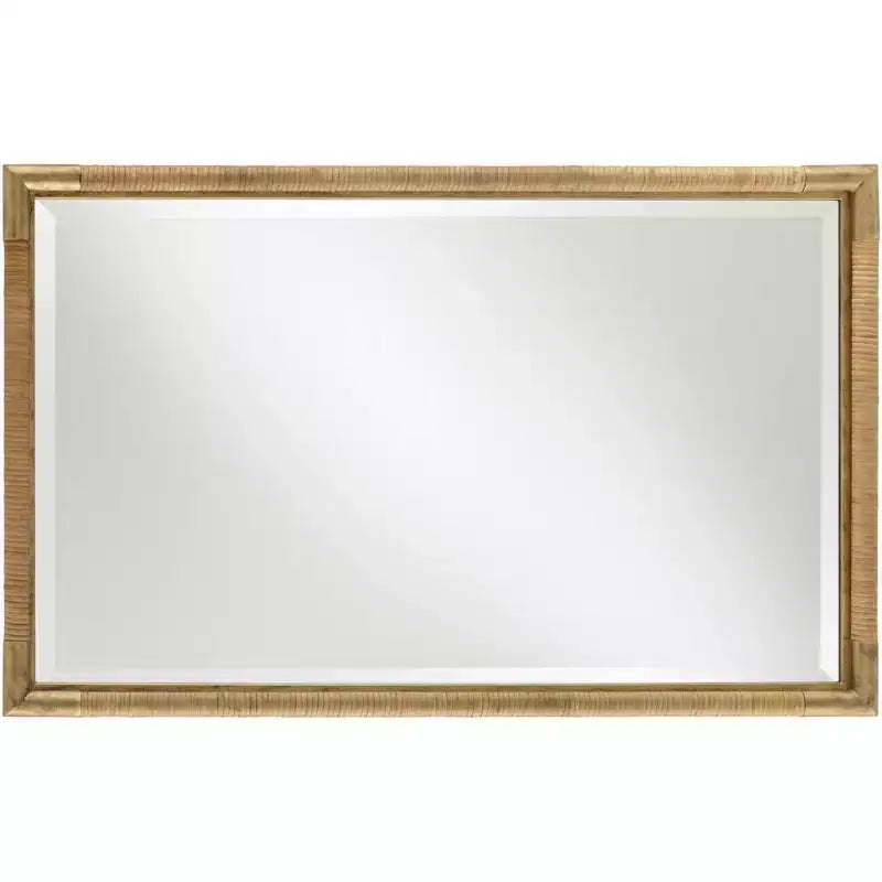Specchio da trucco Uttermost Kampar in oro anticato e rattan 23 x 36