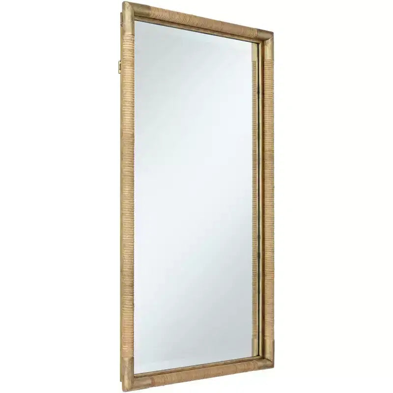 Specchio da trucco Uttermost Kampar in oro anticato e rattan 23 x 36