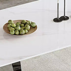 Tavolo da pranzo rettangolare Okak con piano decorato, tavolo da cucina in pietra per sala da pranzo, soggiorno, ufficio, cucina