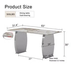 Tavolo da pranzo rettangolare Okak con piano decorato, tavolo da cucina in pietra per sala da pranzo, soggiorno, ufficio, cucina