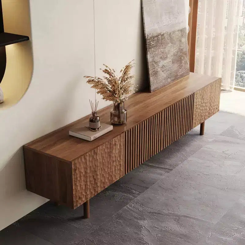 Mobile porta TV e console multimediale e centri di intrattenimento Luck Live Mid-Century Modern 86.61 con ampio spazio di archiviazione
