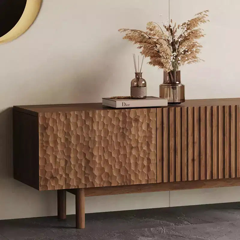 Mobile porta TV e console multimediale e centri di intrattenimento Luck Live Mid-Century Modern 86.61 con ampio spazio di archiviazione